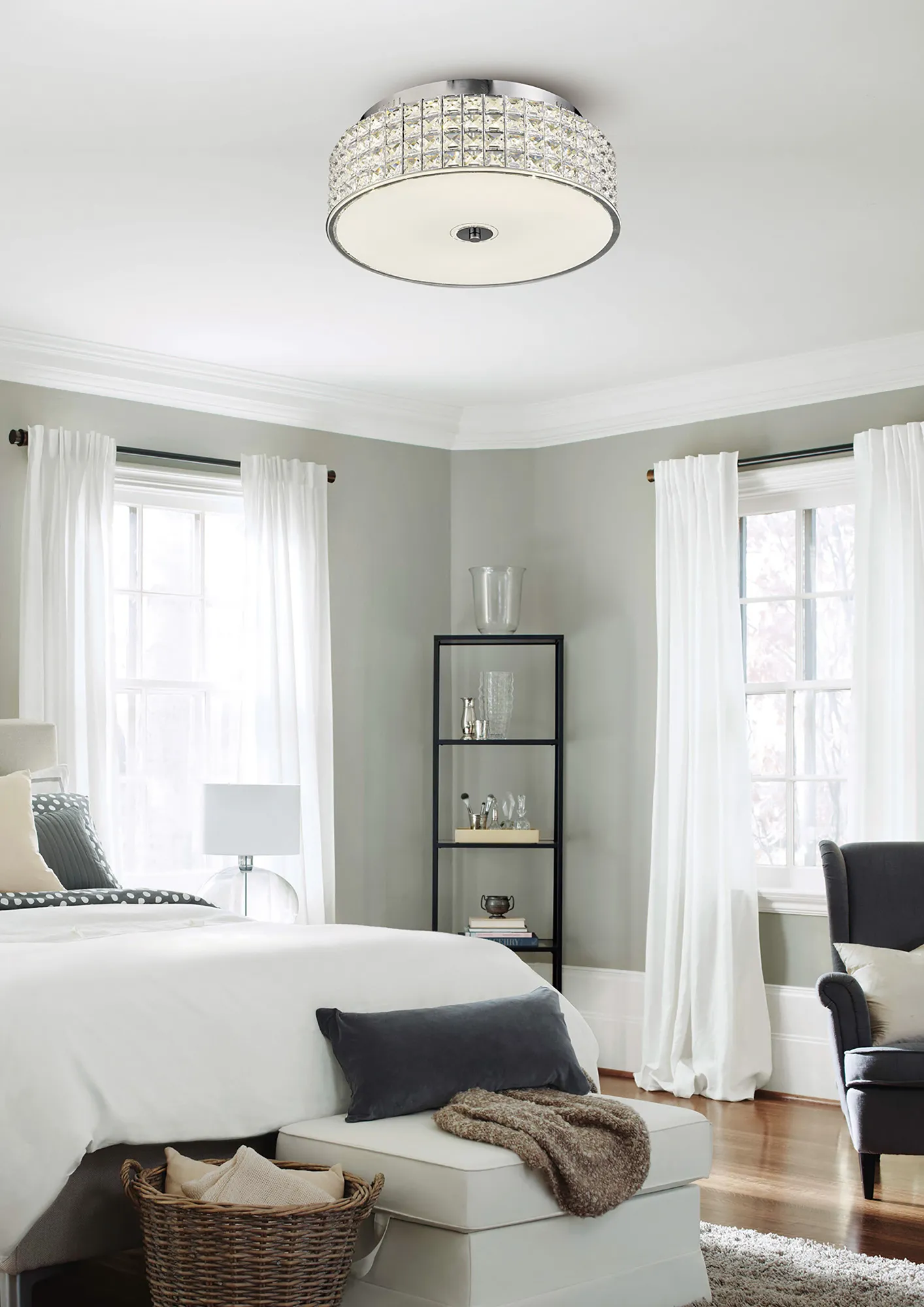 Hawthorne Crystal Ceiling Lights Diyas Flush Crystal Fittings